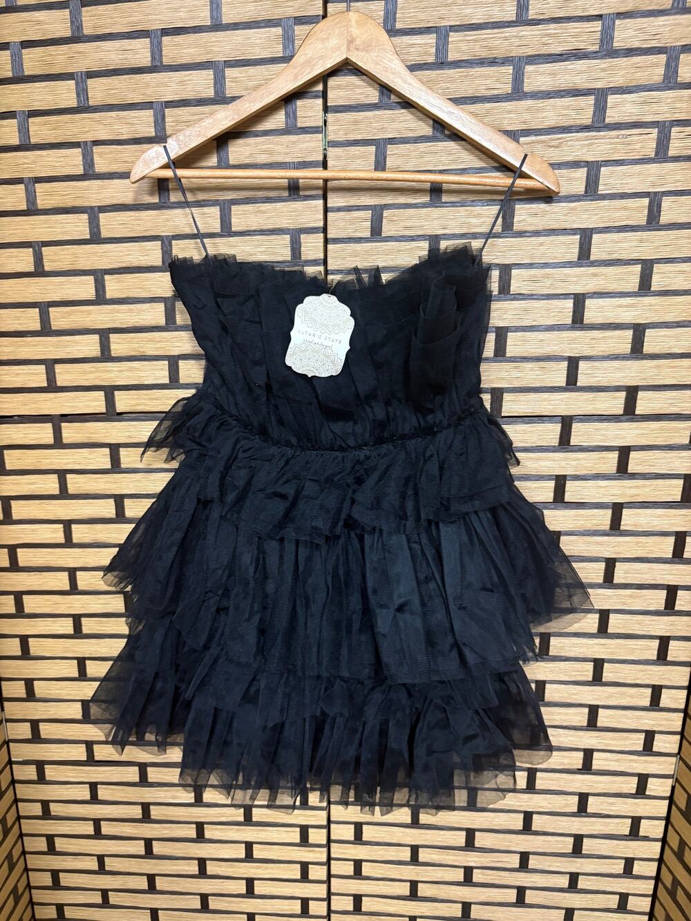 Altar'd State Black Ruffle Mini Dress Size XS